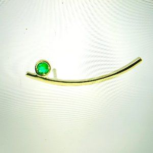 JENNIE KWON Emerald Long Curved Bar Stud